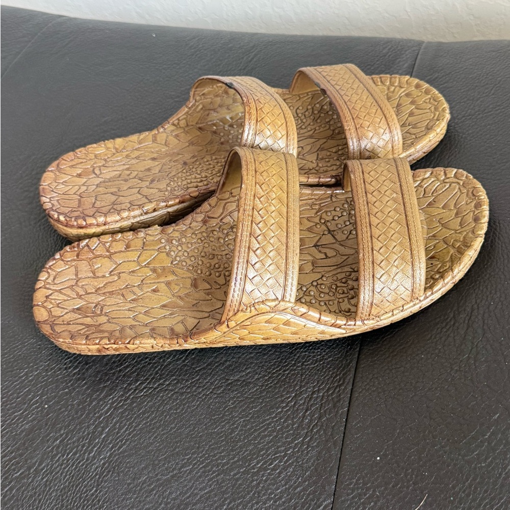 Brown Woven Slide Sandals